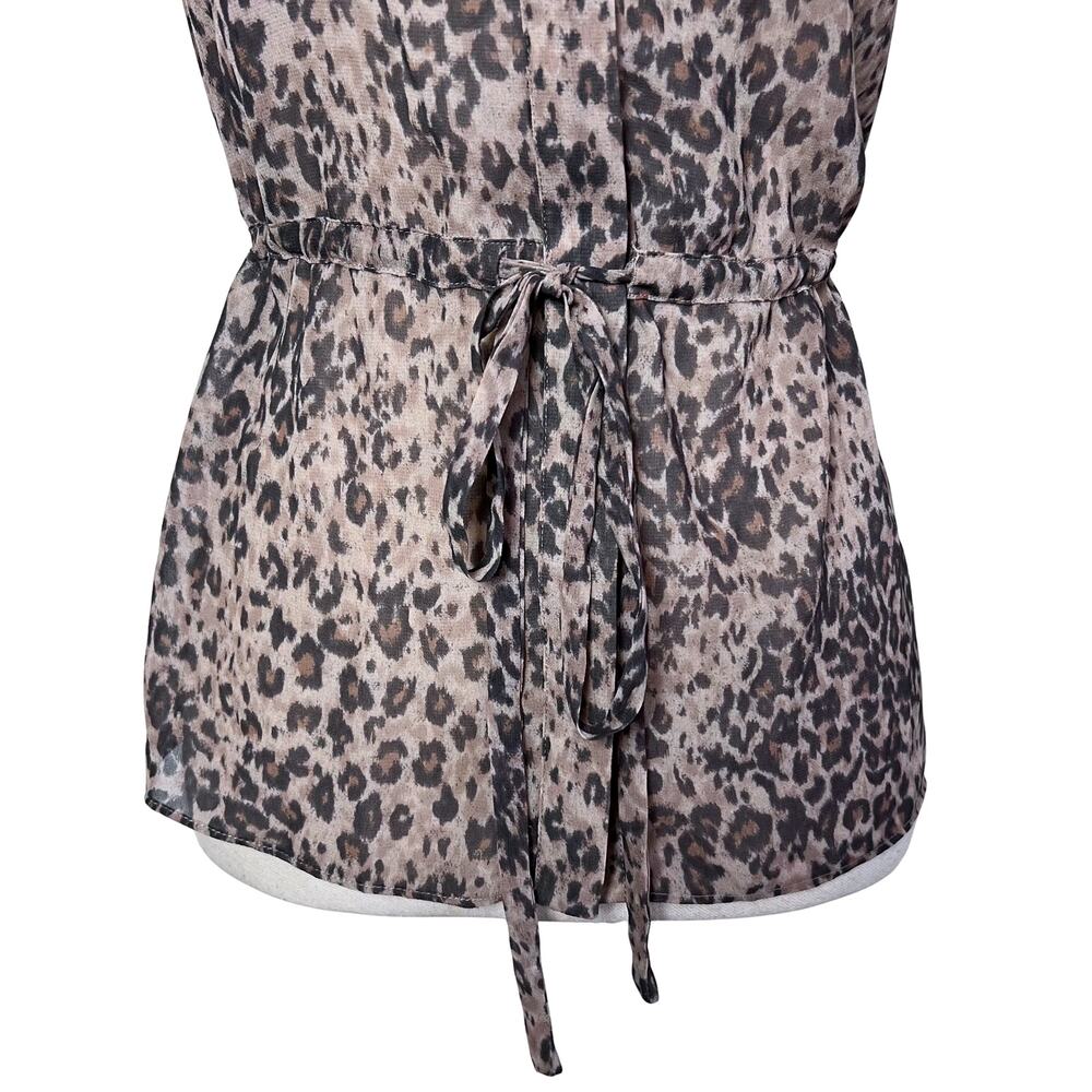 AllSaints Laney Sheer Leopard Print Ruffle Blouse XS Workwear Office Coquette - Picture 4 of 8